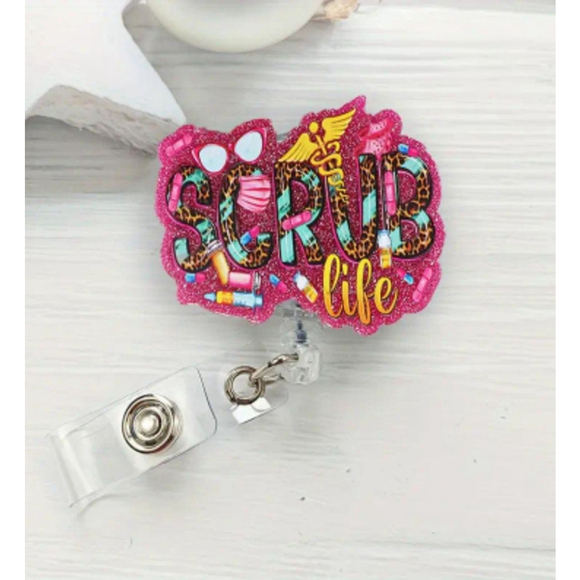 Unbranded Accessories - Badge Reel Scrub Life Pink